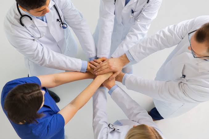 Doctors collaborating on clinical research